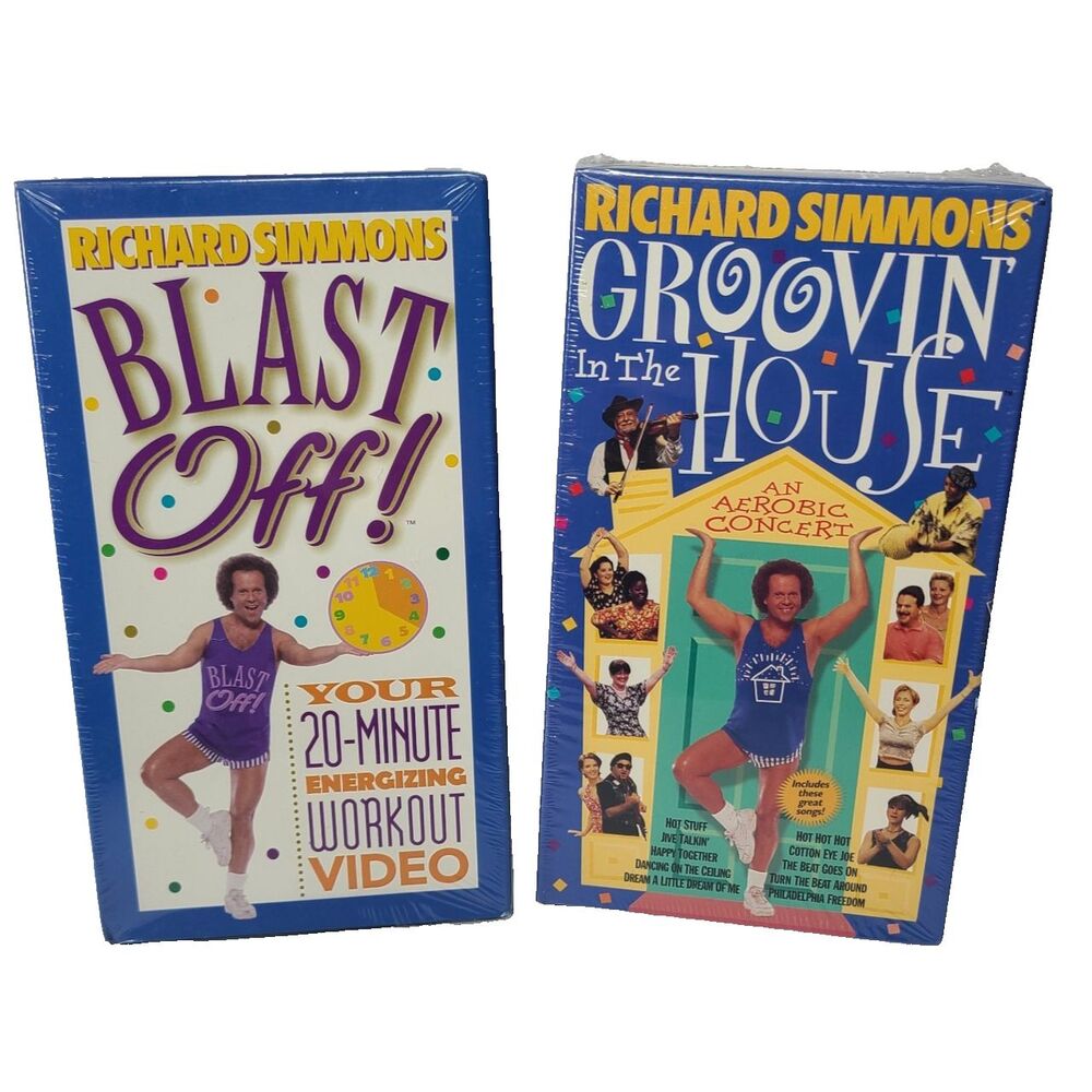 2 New Richard Simmons Workout VHS Tapes Groovin in the House and Blast Off!